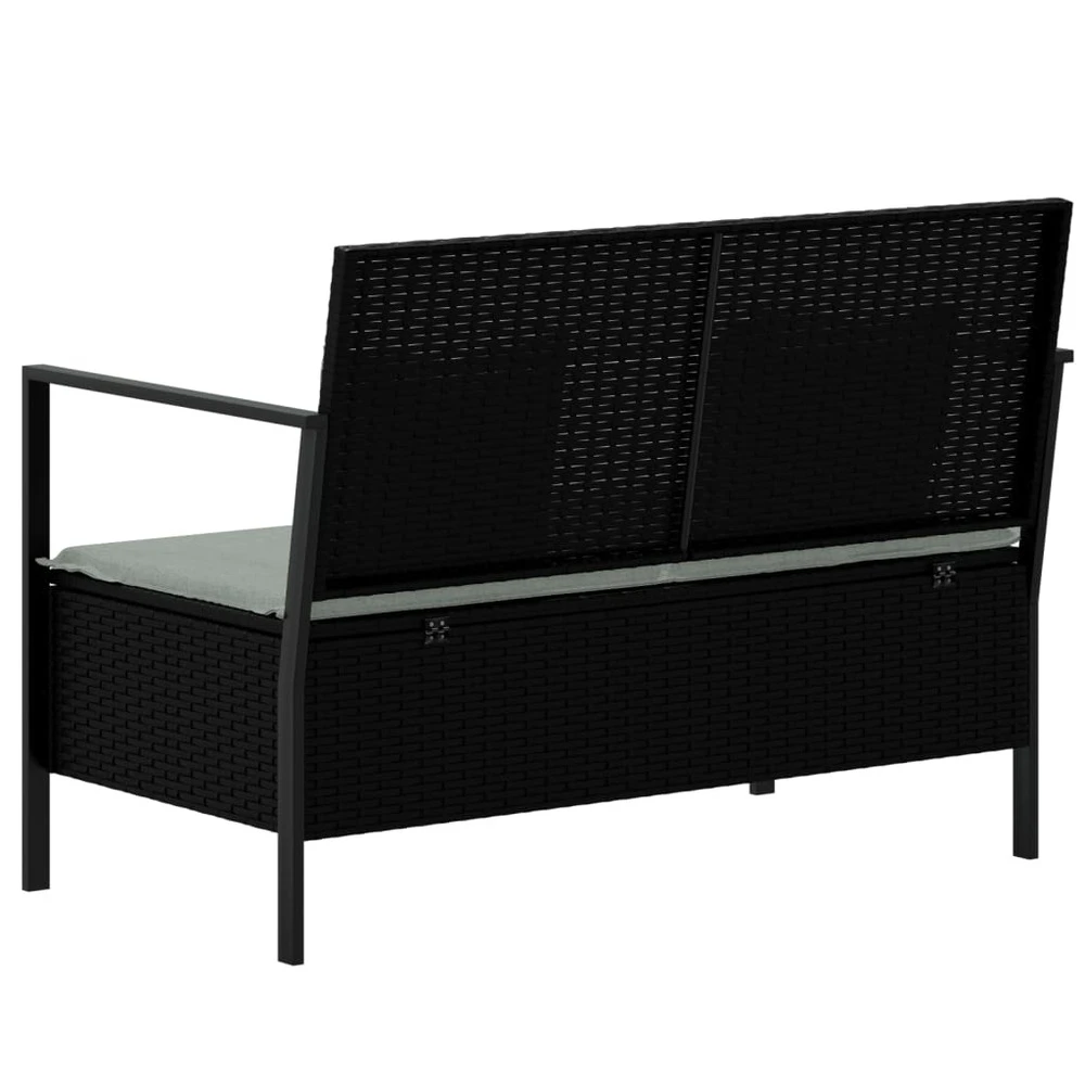 VIDAXL Banc De Jardin à 2 Places Avec Coussins Noir Résine Tressée 5 VIDAXL Banc De Jardin à 2 Places Avec Coussins Noir Résine Tressée – Image 5