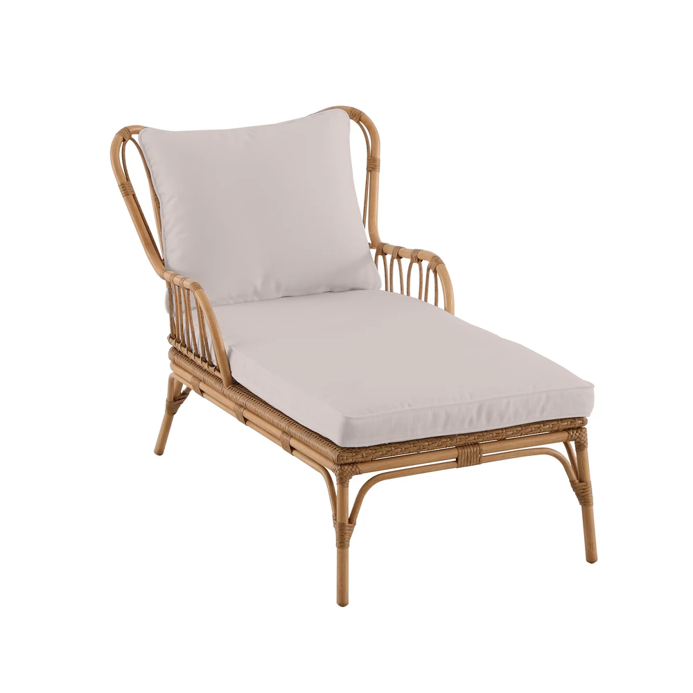 Méridienne AGAPE En Résine Tressée Et Aluminium Beige - 146x74x88 Cm 1 Méridienne AGAPE En Résine Tressée Et Aluminium Beige - 146x74x88 Cm