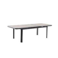 Table De Jardin Extensible Liège Grise En Aluminium - 249x103x76 Cm