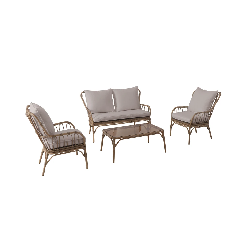 Salon De Jardin AGAPE En Aluminium - 1 Canapé, 1 Table Et 2 Fauteuils 1 Salon De Jardin AGAPE En Aluminium - 1 Canapé, 1 Table Et 2 Fauteuils