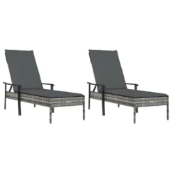 VIDAXL Chaises Longues 2pcs Avec Table Et Coussins Gris Résine Tressée 10 VIDAXL Chaises Longues 2pcs Avec Table Et Coussins Gris Résine Tressée -Konst Decor Magasin 2b28eb34da0d1523