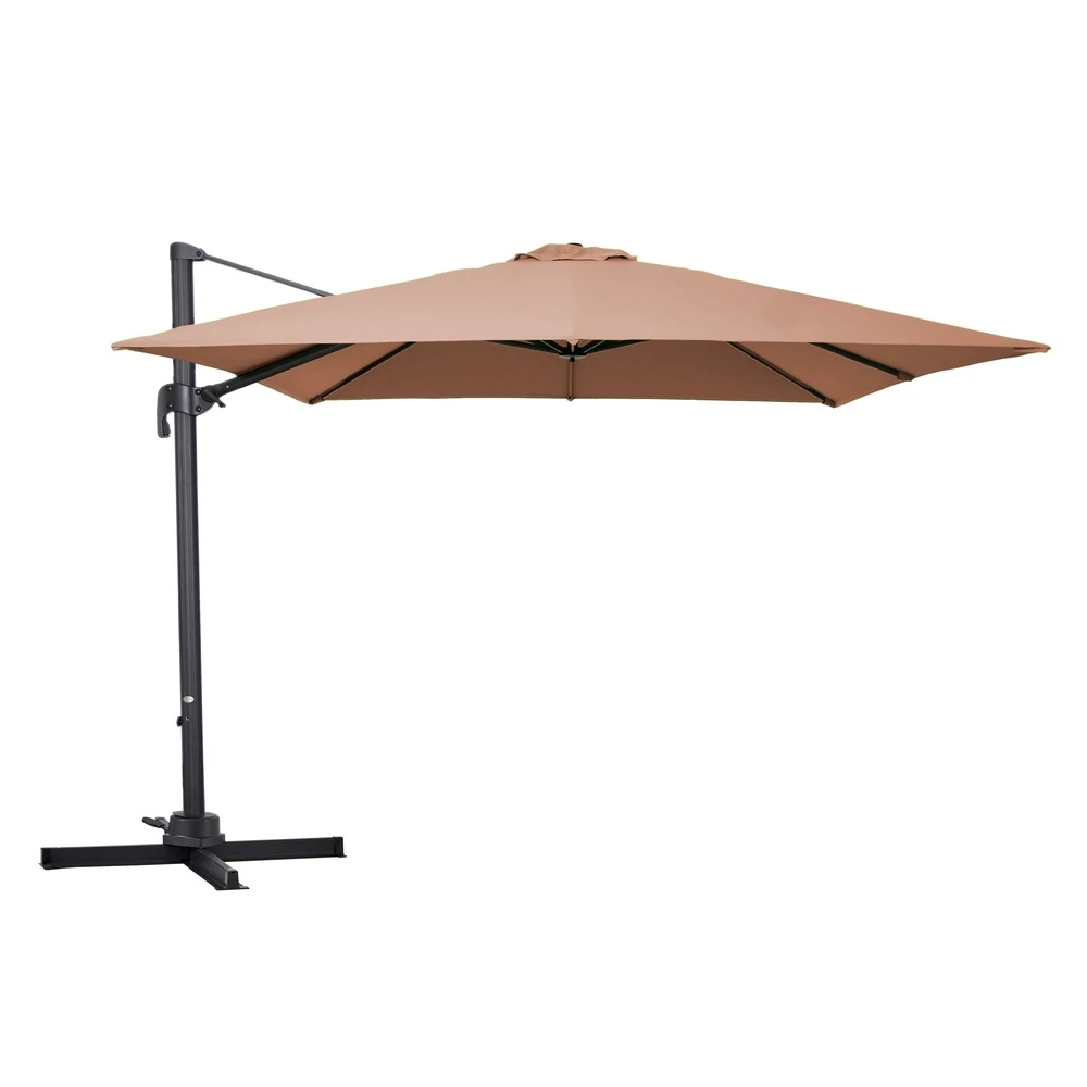 Parasol Déporté Carré 3 X 3m En Aluminium Taupe 2 Parasol Déporté Carré 3 X 3m En Aluminium Taupe – Image 2