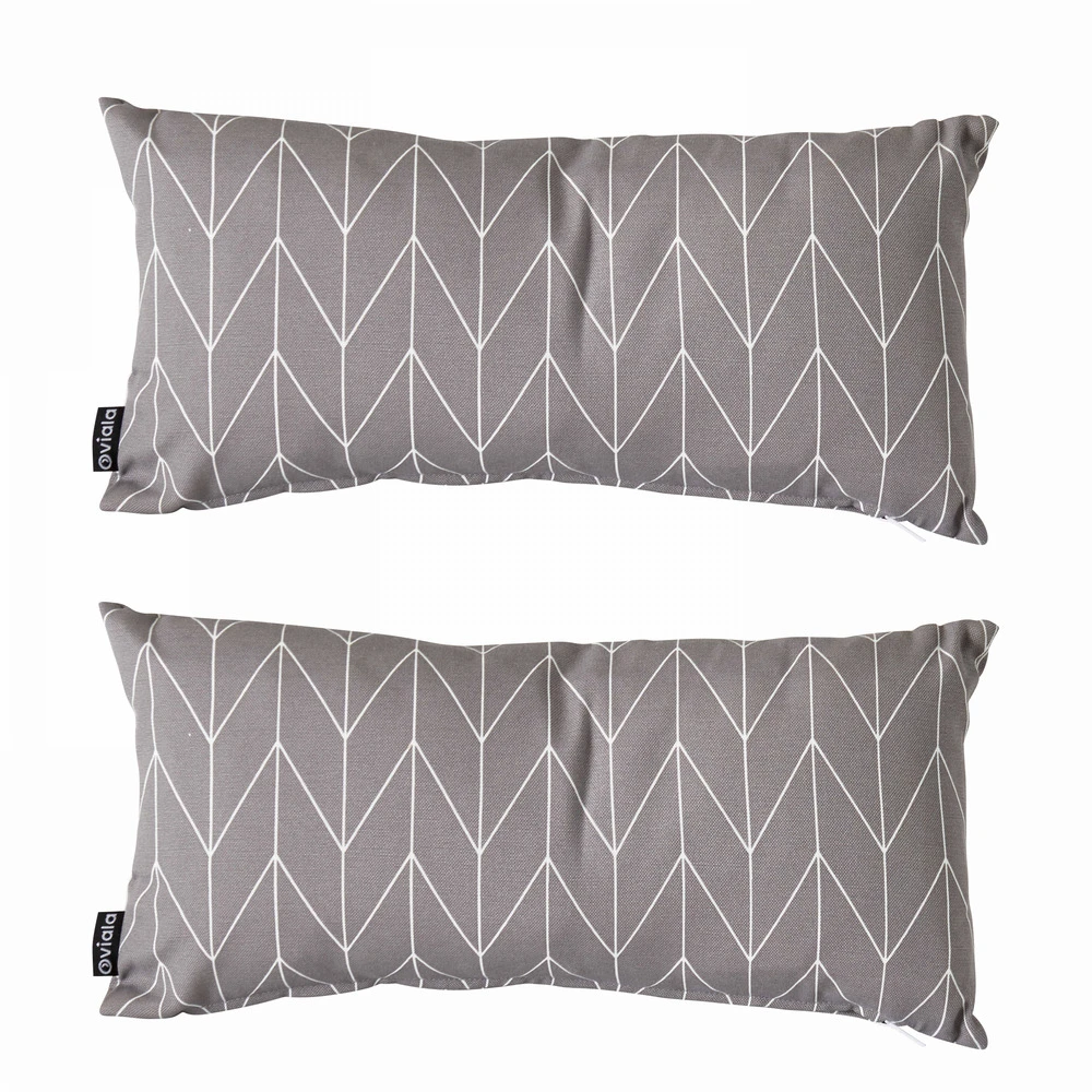 Lot De 2 Petits Coussins Polyester Gris 40 X 20 X 8 Cm 1 Lot De 2 Petits Coussins Polyester Gris 40 X 20 X 8 Cm