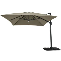 Parasol Déporté Led 3x4m Rectangle En Aluminium - Rotatif 360° - Taupe- Rome -Konst Decor Magasin 3fdc8b992081b076