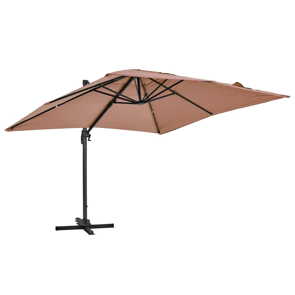 Parasol Déporté 3x3m Et 4 Dalles à Remplir Aluminium Taupe 3 Parasol Déporté 3x3m Et 4 Dalles à Remplir Aluminium Taupe – Image 3