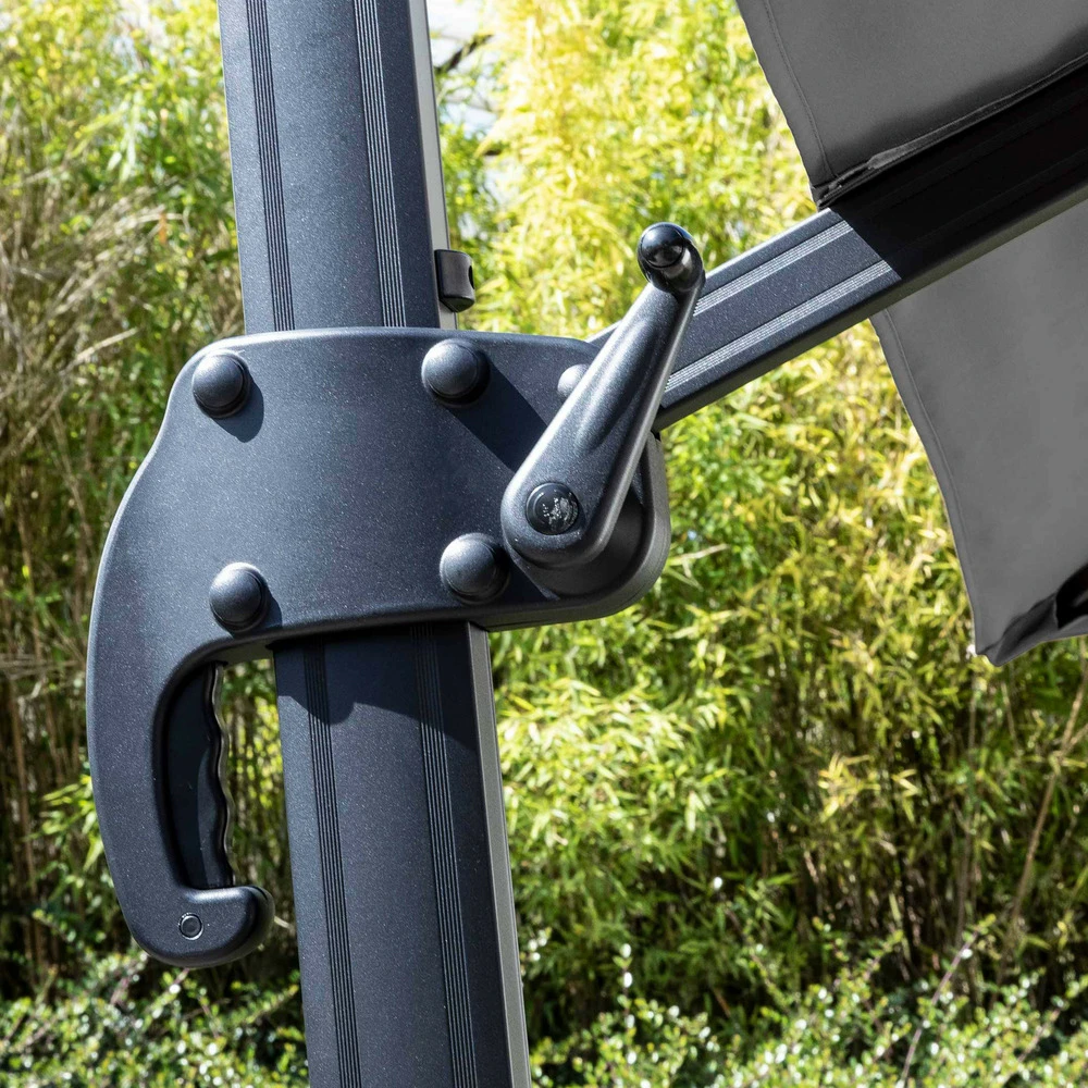 Parasol Déporté 3x3m Et 4 Dalles à Remplir Aluminium Gris 4 Parasol Déporté 3x3m Et 4 Dalles à Remplir Aluminium Gris – Image 4