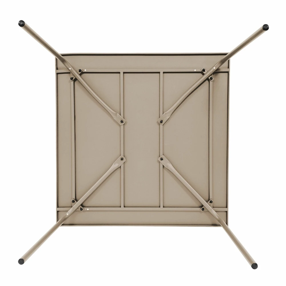 Ensemble Table De Jardin Carrée Et 4 Bancs En Métal Taupe 3 Ensemble Table De Jardin Carrée Et 4 Bancs En Métal Taupe – Image 3