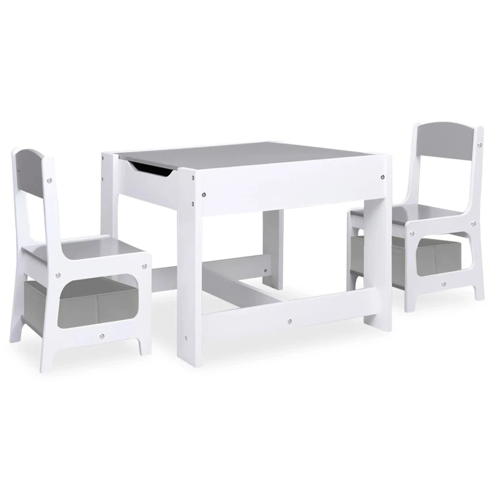VIDAXL Table Pour Enfants Avec 2 Chaises Blanc Mdf 2 VIDAXL Table Pour Enfants Avec 2 Chaises Blanc Mdf – Image 2