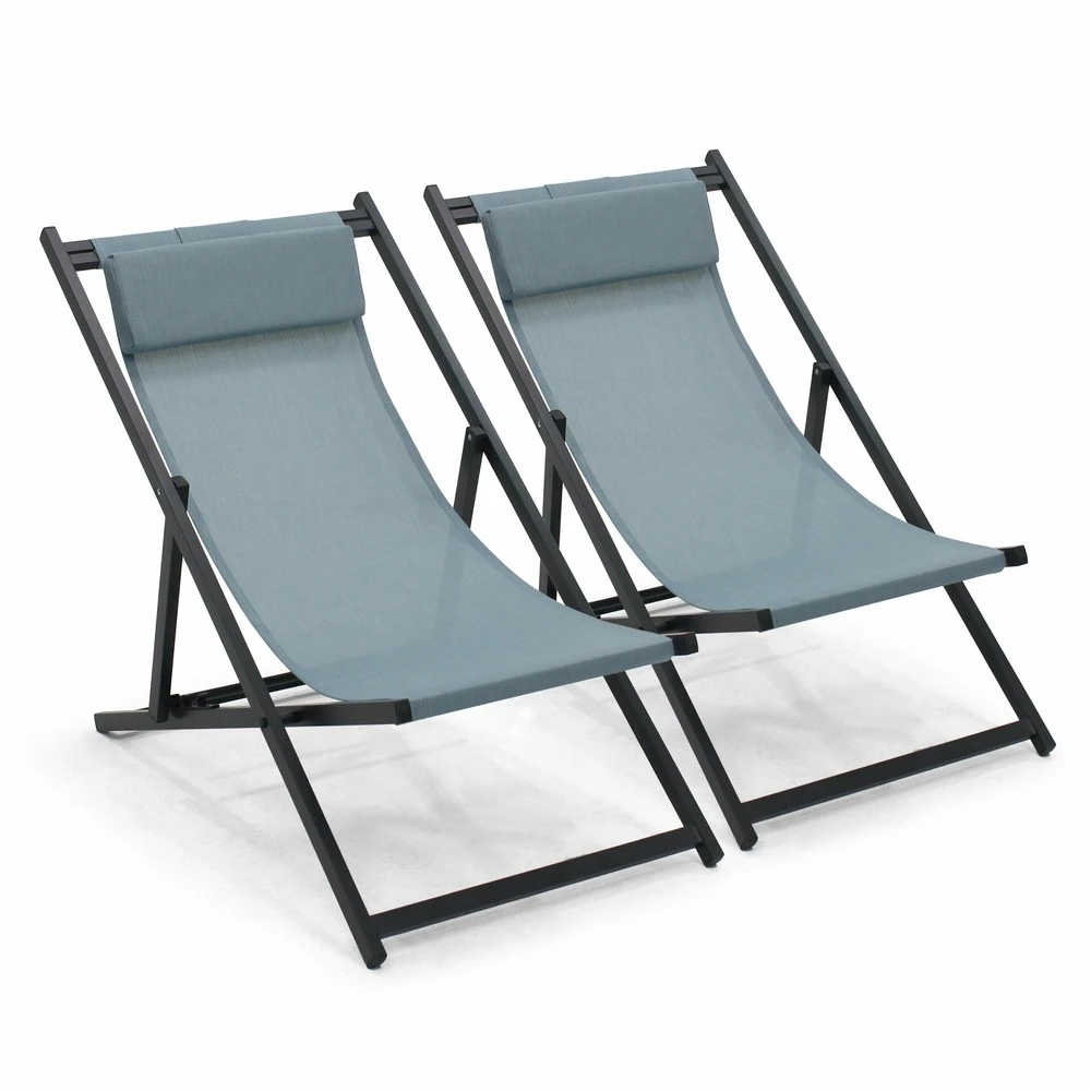 Lot De 2 Transats En Aluminium Bleu 1 Lot De 2 Transats En Aluminium Bleu