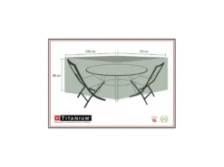 Housse De Protection Pour Table Ovale + Chaises 230 X 110 X 80 Cm - Noir