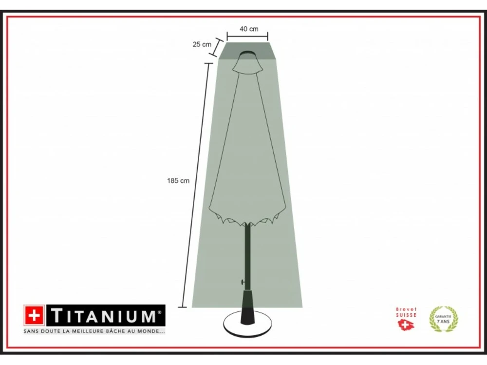Housse De Protection Pour Parasol 40 X 25 X 185 Cm - Noir 1 Housse De Protection Pour Parasol 40 X 25 X 185 Cm - Noir