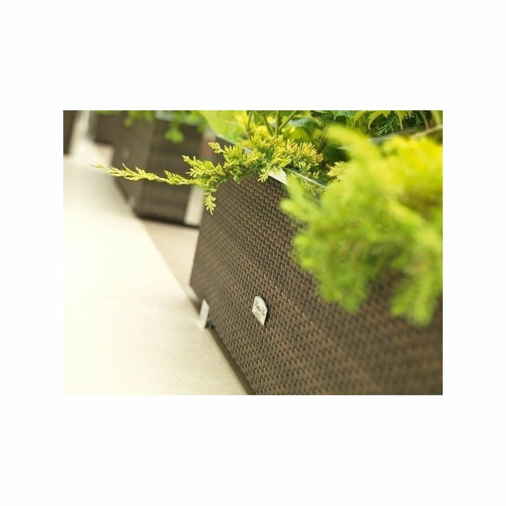 Jardinière En Résine Tressée Avec Cadre En Aluminium 70 X 38 X 40 Cm 2 Jardinière En Résine Tressée Avec Cadre En Aluminium 70 X 38 X 40 Cm – Image 2