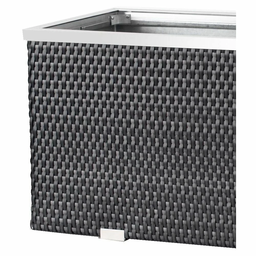 Jardinière En Résine Tressée Avec Cadre En Aluminium 70 X 38 X 40 Cm 4 Jardinière En Résine Tressée Avec Cadre En Aluminium 70 X 38 X 40 Cm – Image 4