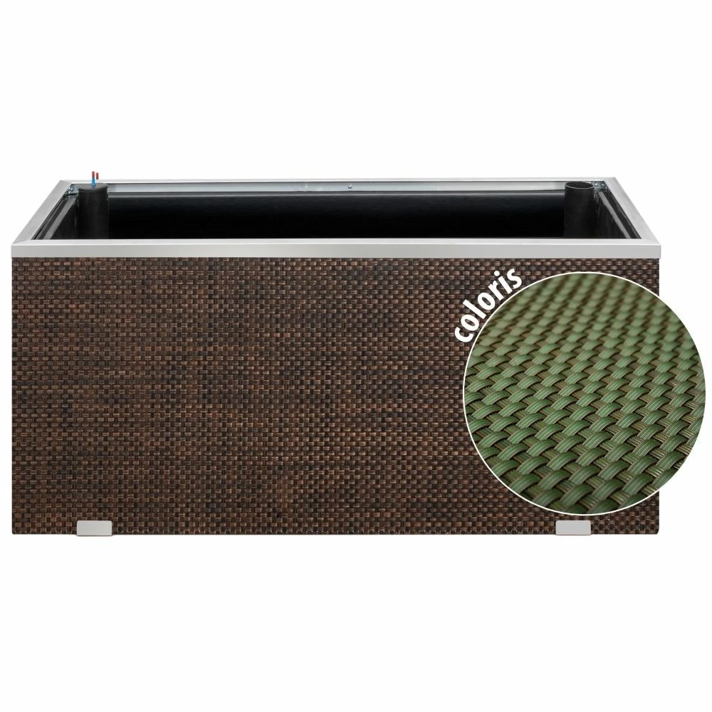 Jardinière En Résine Tressée Avec Réserve D'eau Et Cadre En Aluminium 95 X 39 X 1 Jardinière En Résine Tressée Avec Réserve D'eau Et Cadre En Aluminium 95 X 39 X