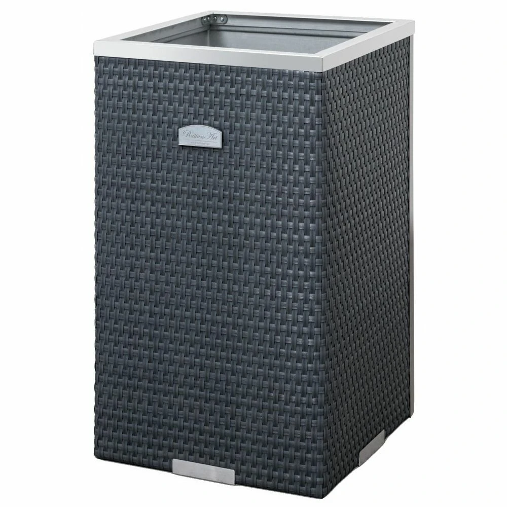 Jardinière En Résine Tressée Avec Cadre En Aluminium 35 X 35 X 60 Cm 2 Jardinière En Résine Tressée Avec Cadre En Aluminium 35 X 35 X 60 Cm – Image 2