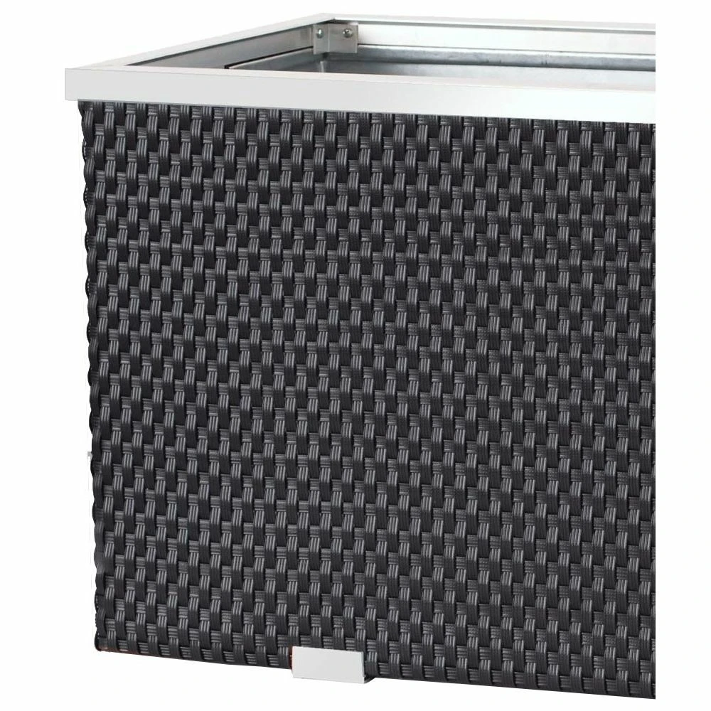 Jardinière En Résine Tressée Avec Cadre En Aluminium 98 X 25 X 34 Cm 3 Jardinière En Résine Tressée Avec Cadre En Aluminium 98 X 25 X 34 Cm – Image 3