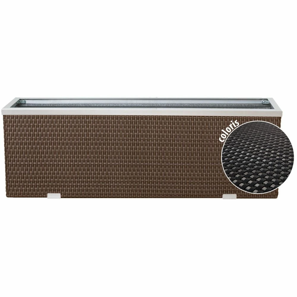 Jardinière En Résine Tressée Avec Cadre En Aluminium 98 X 25 X 34 Cm 1 Jardinière En Résine Tressée Avec Cadre En Aluminium 98 X 25 X 34 Cm