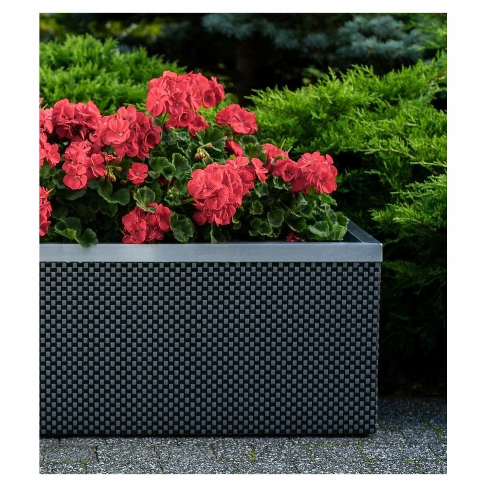 Jardinière En Résine Tressée Avec Réserve D'eau Et Cadre En Aluminium 125 X 39 X 2 Jardinière En Résine Tressée Avec Réserve D'eau Et Cadre En Aluminium 125 X 39 X – Image 2