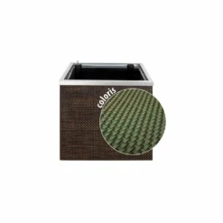 Jardinière En Résine Tressée Avec Réserve D'eau Et Cadre En Aluminium 50 X 50 X