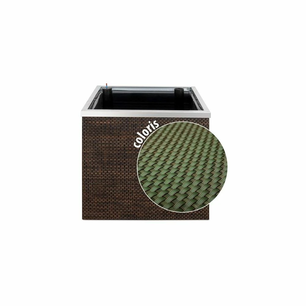 Jardinière En Résine Tressée Avec Réserve D'eau Et Cadre En Aluminium 50 X 50 X 1 Jardinière En Résine Tressée Avec Réserve D'eau Et Cadre En Aluminium 50 X 50 X