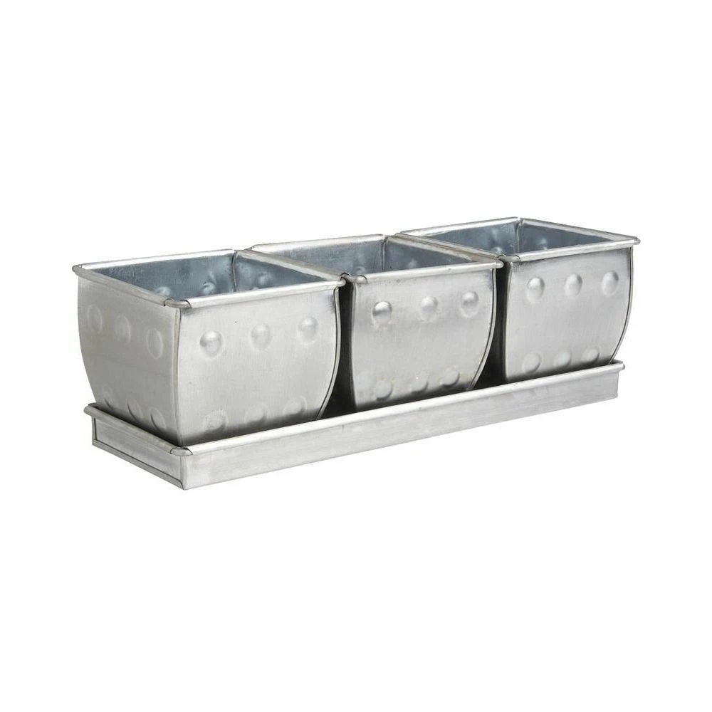 Jardinière 3 Pots En Zinc Brossé 1 Jardinière 3 Pots En Zinc Brossé