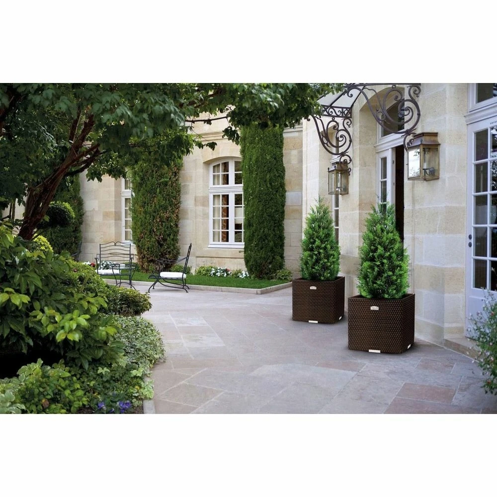 Jardinière En Résine Tressée 46 X 46 X 46 Cm 2 Jardinière En Résine Tressée 46 X 46 X 46 Cm – Image 2