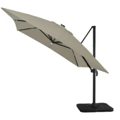 Parasol Déporté Led 3x4m Rectangle En Aluminium - Rotatif 360° - Taupe- Rome -Konst Decor Magasin 6358b303163b397f