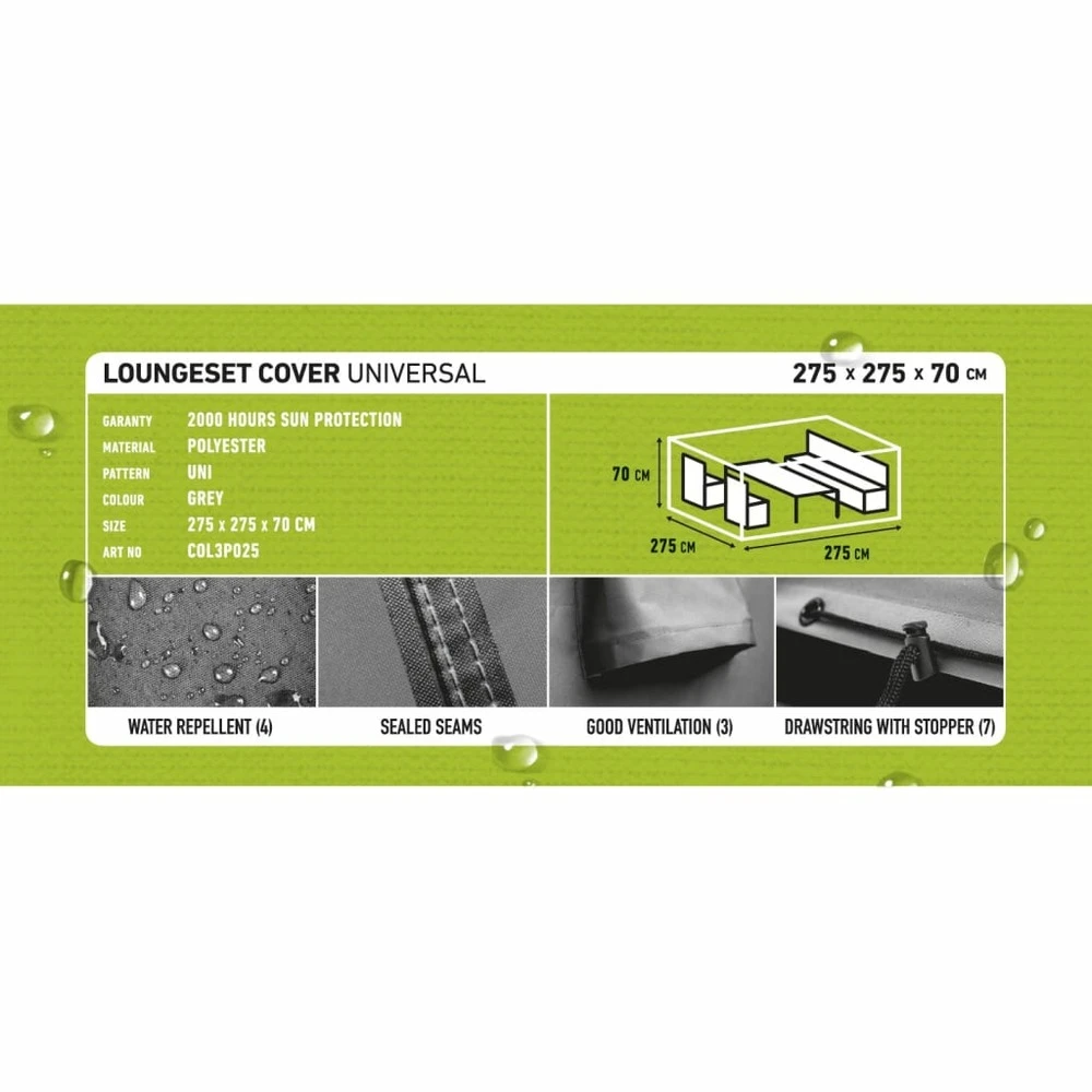 Madison Housse De Meubles D'extérieur 275 X 275 X 70 Cm Gris 7 Madison Housse De Meubles D'extérieur 275 X 275 X 70 Cm Gris – Image 7