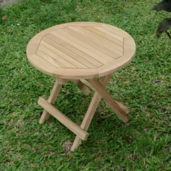 Table Basse Pliante Ronde En Teck Ecograde Kuta ø 50 Cm