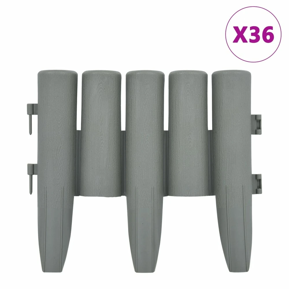 VIDAXL Bordures De Pelouse 36 Pcs Gris 10 M Pp 2 VIDAXL Bordures De Pelouse 36 Pcs Gris 10 M Pp – Image 2