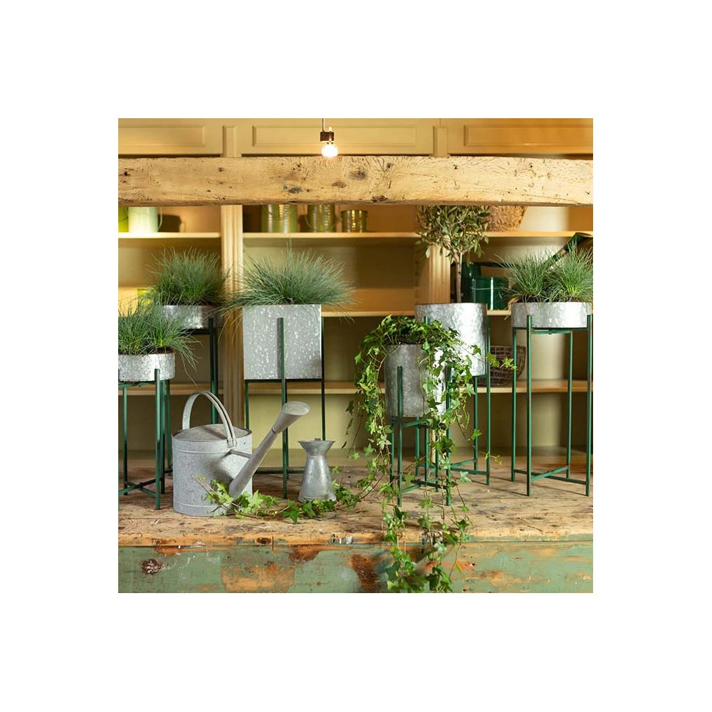 ESSCHERT DESIGN Jardinière Sur Pied En Zinc Intérieure Extérieure (lot De 2) Rondes - 2,7 / 3,8 2 ESSCHERT DESIGN Jardinière Sur Pied En Zinc Intérieure Extérieure (lot De 2) Rondes - 2,7 / 3,8 – Image 2