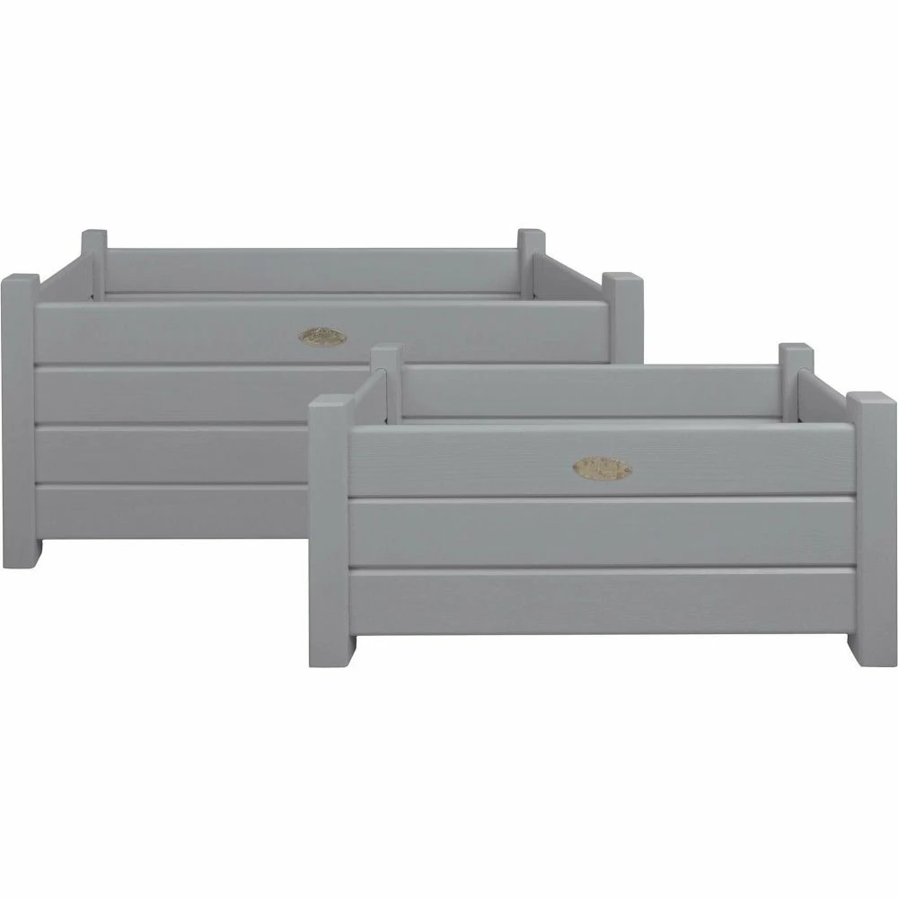 Bacs à Fleurs Rectangulaires (lot De 2) Gris 1 Bacs à Fleurs Rectangulaires (lot De 2) Gris