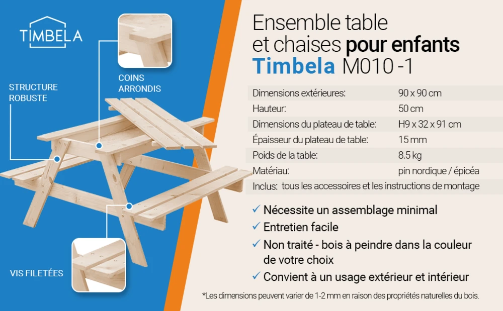 Table Enfant Pour Le Jardin - Table Et Chaise Enfant Avec Boite De Rangement -90x90xh50 Cm - M010-1 7 Table Enfant Pour Le Jardin - Table Et Chaise Enfant Avec Boite De Rangement -90x90xh50 Cm - M010-1 – Image 7