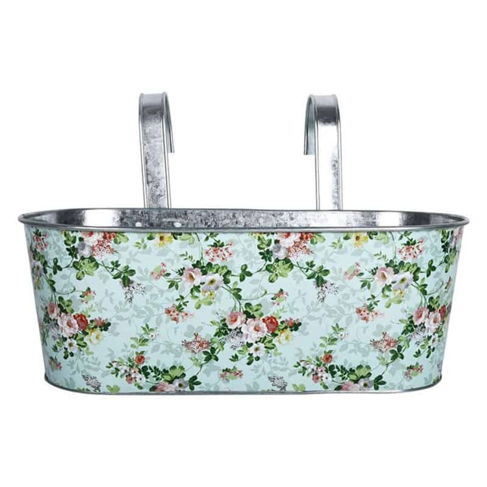 ESSCHERT DESIGN Jardinière Zinc Imprimé Roses 1 ESSCHERT DESIGN Jardinière Zinc Imprimé Roses