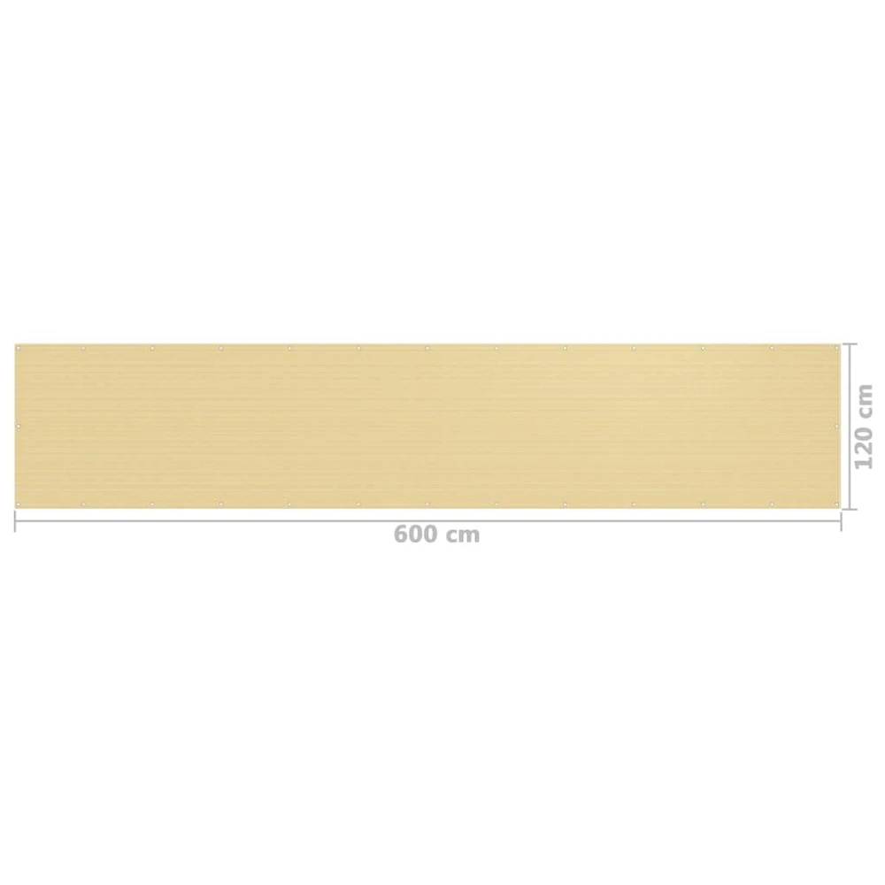 VIDAXL Écran De Balcon Beige 120x600 Cm Pehd 5 VIDAXL Écran De Balcon Beige 120x600 Cm Pehd – Image 5