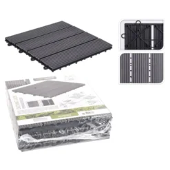 Progarden Ensemble De Carreaux De Terrasse 6 Pcs Gris Foncé
