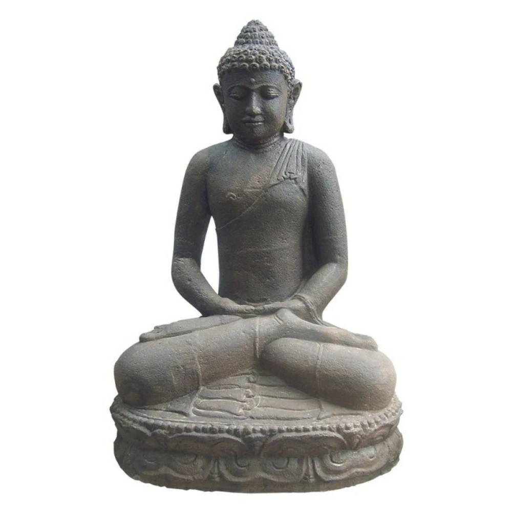 Statue Jardin Bouddha Lotus Méditation 60 Cm - Gris Anthracite 60 Cm 1 Statue Jardin Bouddha Lotus Méditation 60 Cm - Gris Anthracite 60 Cm