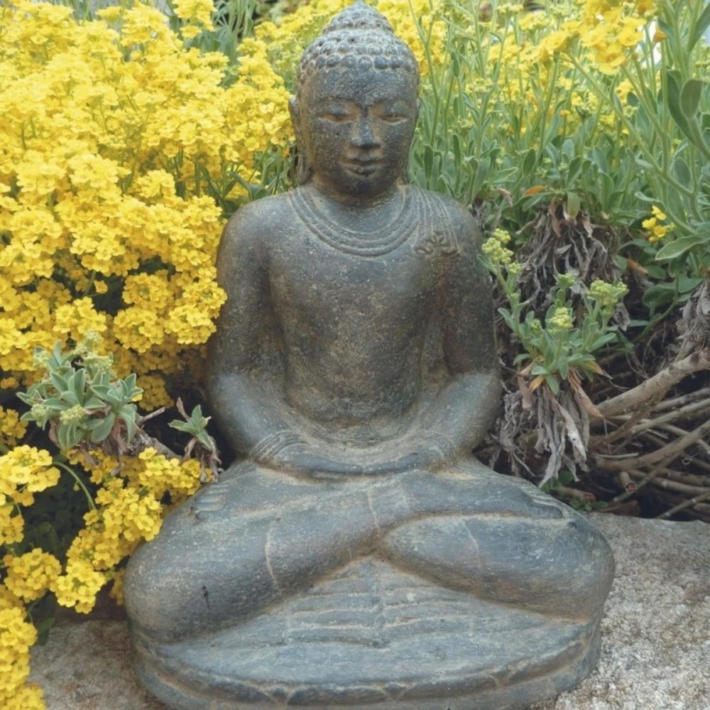 Statue Jardin Bouddha Lotus Méditation 60 Cm - Gris Anthracite 60 Cm 2 Statue Jardin Bouddha Lotus Méditation 60 Cm - Gris Anthracite 60 Cm – Image 2