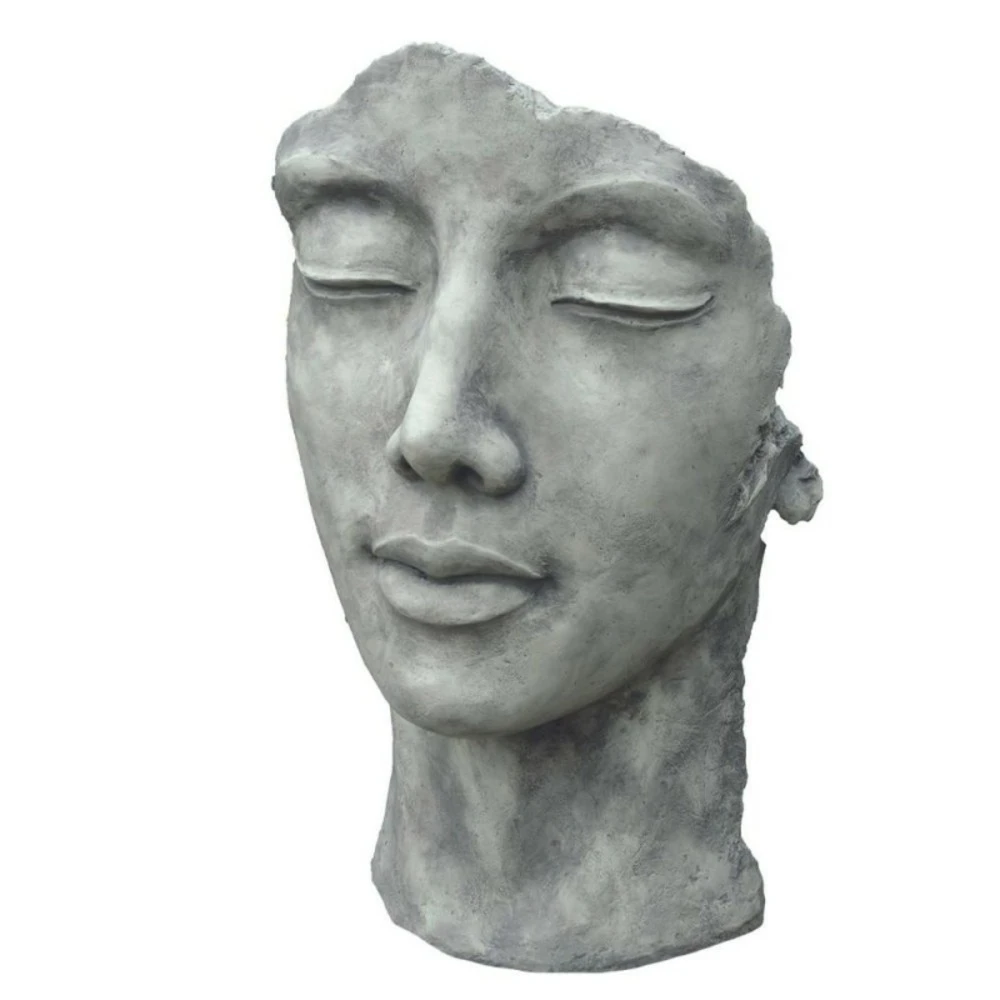 Statue Visage Femme Extérieur Petit Format - Gris Beton 50 Cm 1 Statue Visage Femme Extérieur Petit Format - Gris Beton 50 Cm