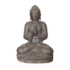 Statue Bouddha Assis Salutation 45 Cm - Gris Anthracite 45 Cm