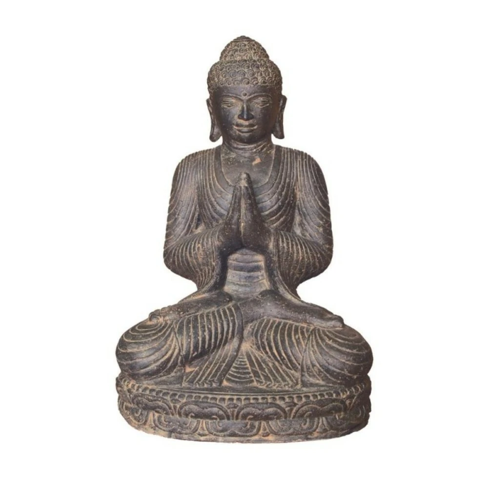 Statue Bouddha Assis Salutation 45 Cm - Gris Anthracite 45 Cm 1 Statue Bouddha Assis Salutation 45 Cm - Gris Anthracite 45 Cm