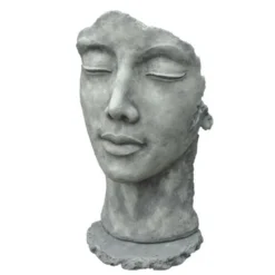 Statue Visage Femme Extérieur Grand Format - Gris Beton 115 Cm