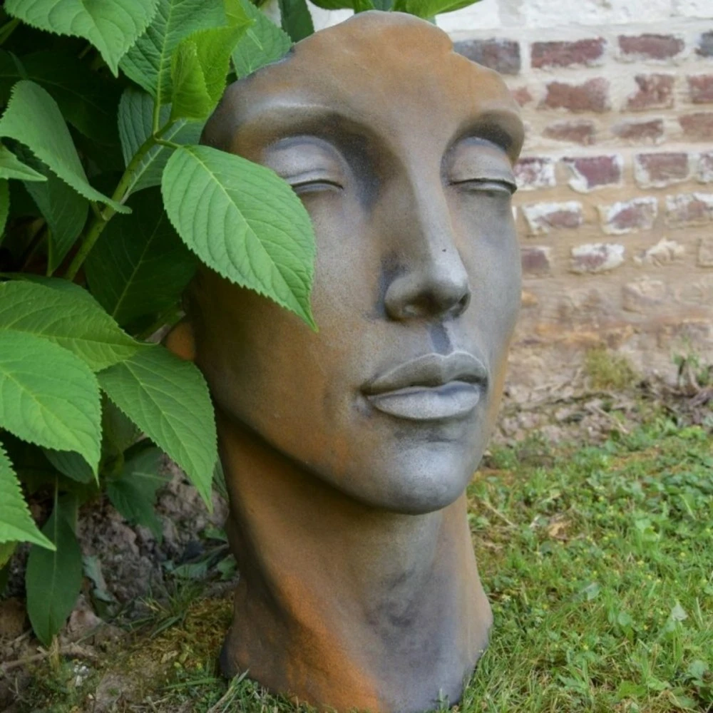Statue Visage Femme Extérieur Petit Format - Rouille 50 Cm 2 Statue Visage Femme Extérieur Petit Format - Rouille 50 Cm – Image 2