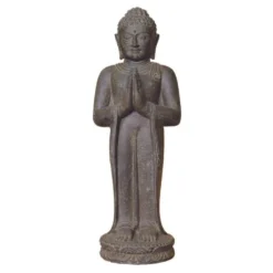 Statue Jardin Bouddha Debout Salutation 60 Cm - Gris Anthracite 60 Cm