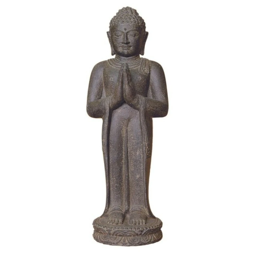 Statue Jardin Bouddha Debout Salutation 60 Cm - Gris Anthracite 60 Cm 1 Statue Jardin Bouddha Debout Salutation 60 Cm - Gris Anthracite 60 Cm