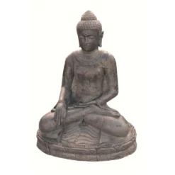 Statuette Bouddha Appel De La Terre à Témoin 30 Cm - Gris Anthracite 30 Cm