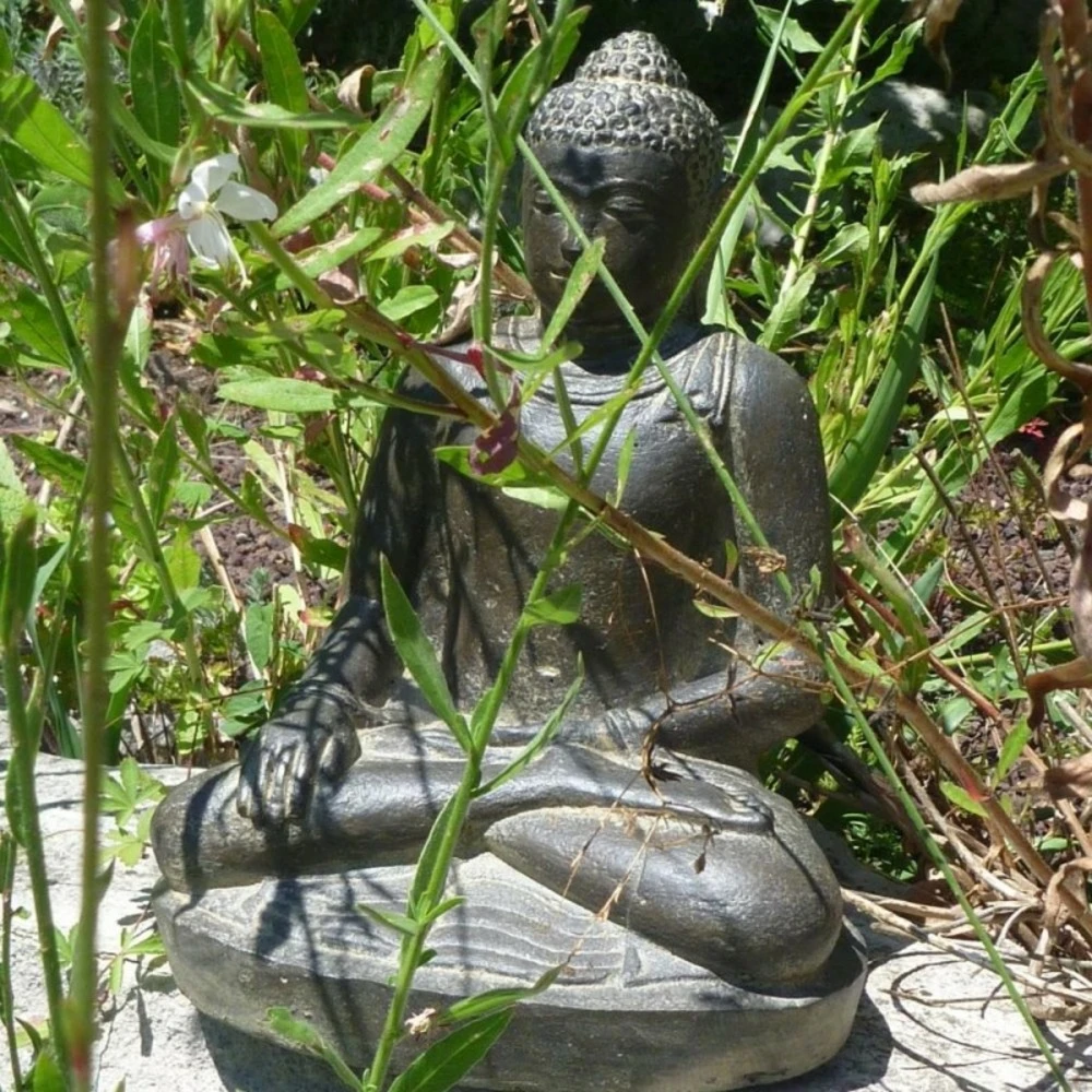 Statuette Bouddha Appel De La Terre à Témoin 30 Cm - Gris Anthracite 30 Cm 2 Statuette Bouddha Appel De La Terre à Témoin 30 Cm - Gris Anthracite 30 Cm – Image 2