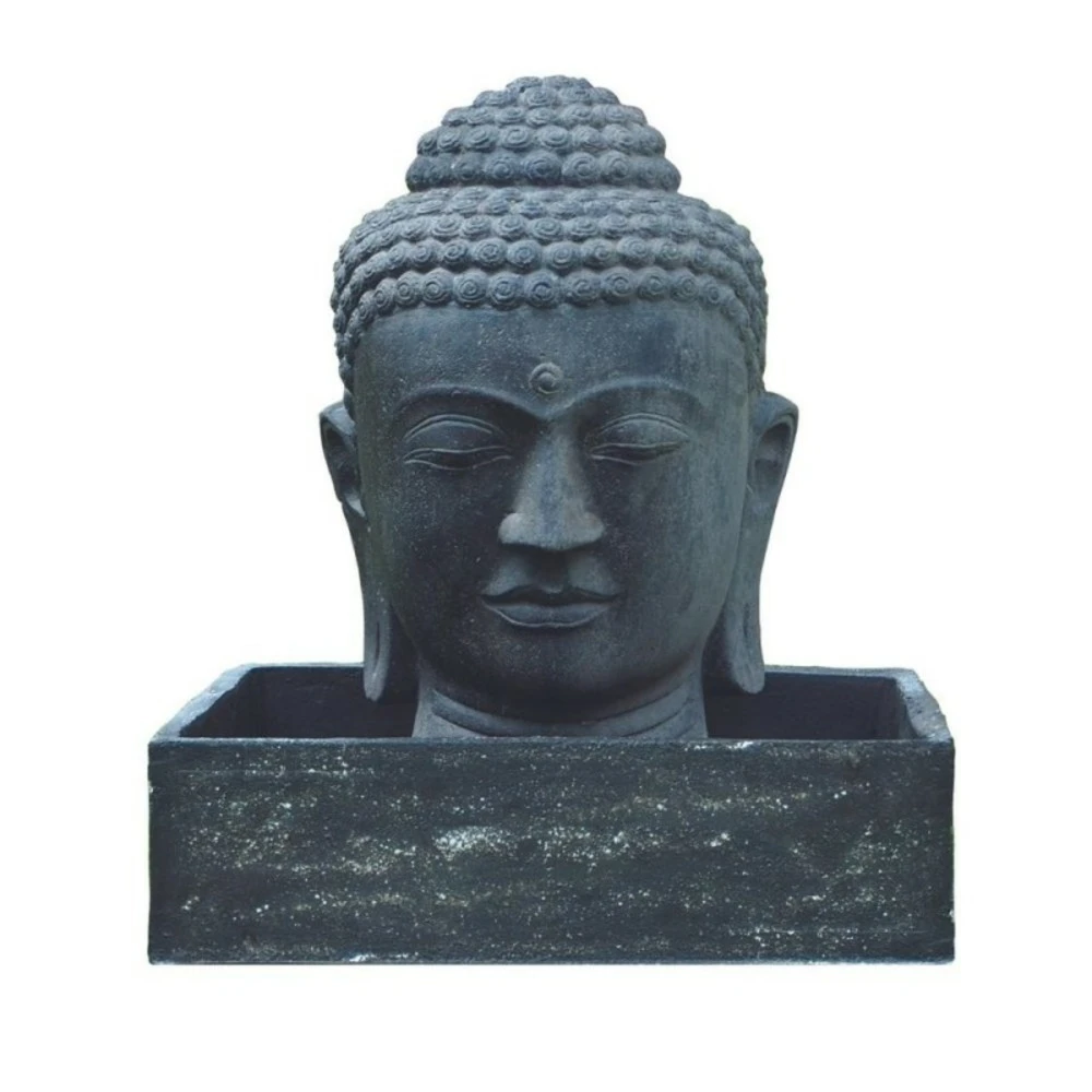 Fontaine Tête De Bouddha 75 Cm + Bac - Gris Anthracite 96 Cm 1 Fontaine Tête De Bouddha 75 Cm + Bac - Gris Anthracite 96 Cm