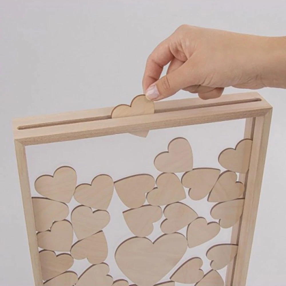 Livre D'or Cadre En Bois Avec Des Cœurs 35 X 26 X 4 Cm 4 Livre D'or Cadre En Bois Avec Des Cœurs 35 X 26 X 4 Cm – Image 4