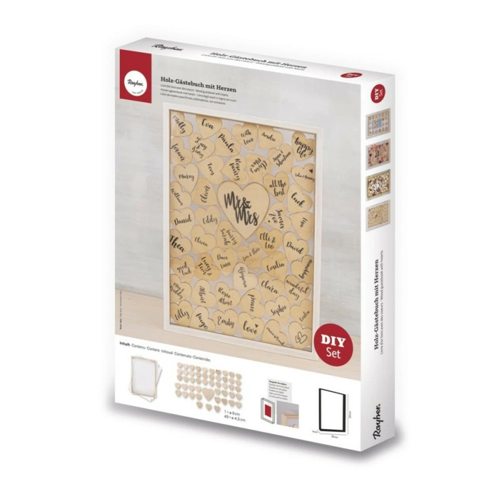 Livre D'or Cadre En Bois Avec Des Cœurs 35 X 26 X 4 Cm 1 Livre D'or Cadre En Bois Avec Des Cœurs 35 X 26 X 4 Cm